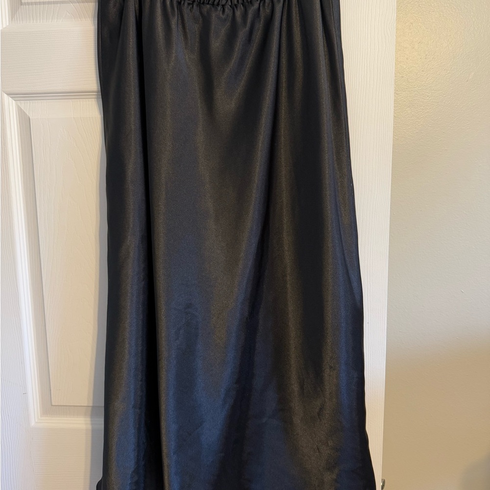 Black Satin midi skirt